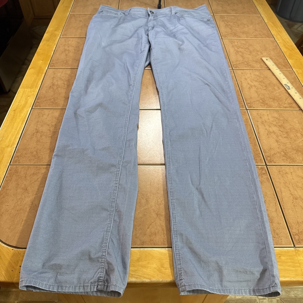 Brax Cooper Fancy 5-Pocket Ultralight Pants Blue‎ Plaid Checks Men's Sz 34 x 34
